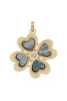 LUCKY IN LOVE BLACK MOP CLOVER PENDANT- DRAWN LINK CHAIN