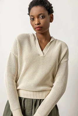 HOODED SPLIT NECK SWEATER (PA2750)