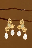 KHALID EARRINGS- WHT/GLD