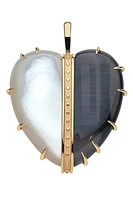 LOVE SPLIT CARRY YOUR HEART MOP/BLK AGATE PENDANT- DRAWN LINK CHAIN