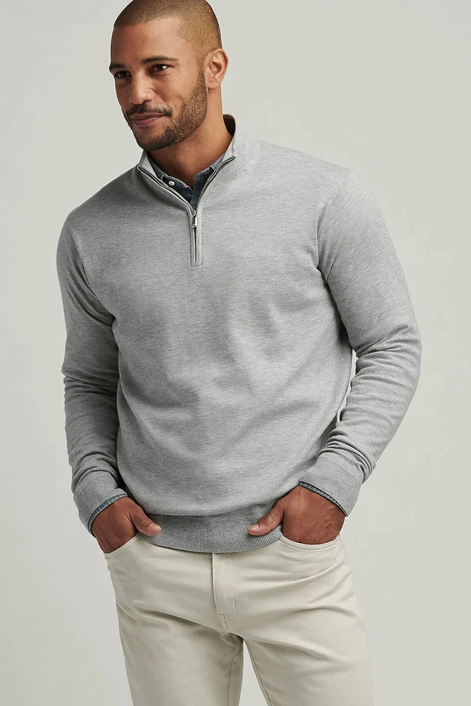 COOLSPUN COTTON 1/4 ZIP SWEATER GRY