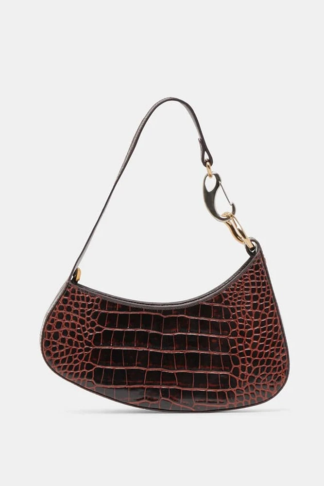 SKYLAR BROWN CROC HANDBAG