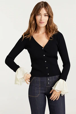 BERNADETTE PRESTYLED RIBBED CARDIGAN