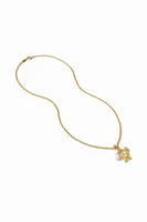 SANIBEL TRIO CHARM PENDANT NECKLACE- GLD/PEARL