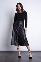 VICTORIA VEGAN LEATHER MIDI SKIRT