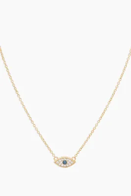 EVIL EYE CHARM NECKLACE- GLD/CZ/BL