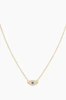 EVIL EYE CHARM NECKLACE- GLD/CZ/BL