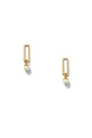 BOXY LINK PEARL DROP EARRINGS