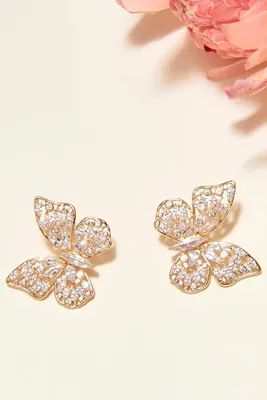 INGRID CRYSTAL BUTTERFLY STUDS- GLD/CRYS