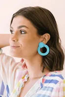 TURQUOISE SHELL DOUBLE CIRCLE EARRINGS