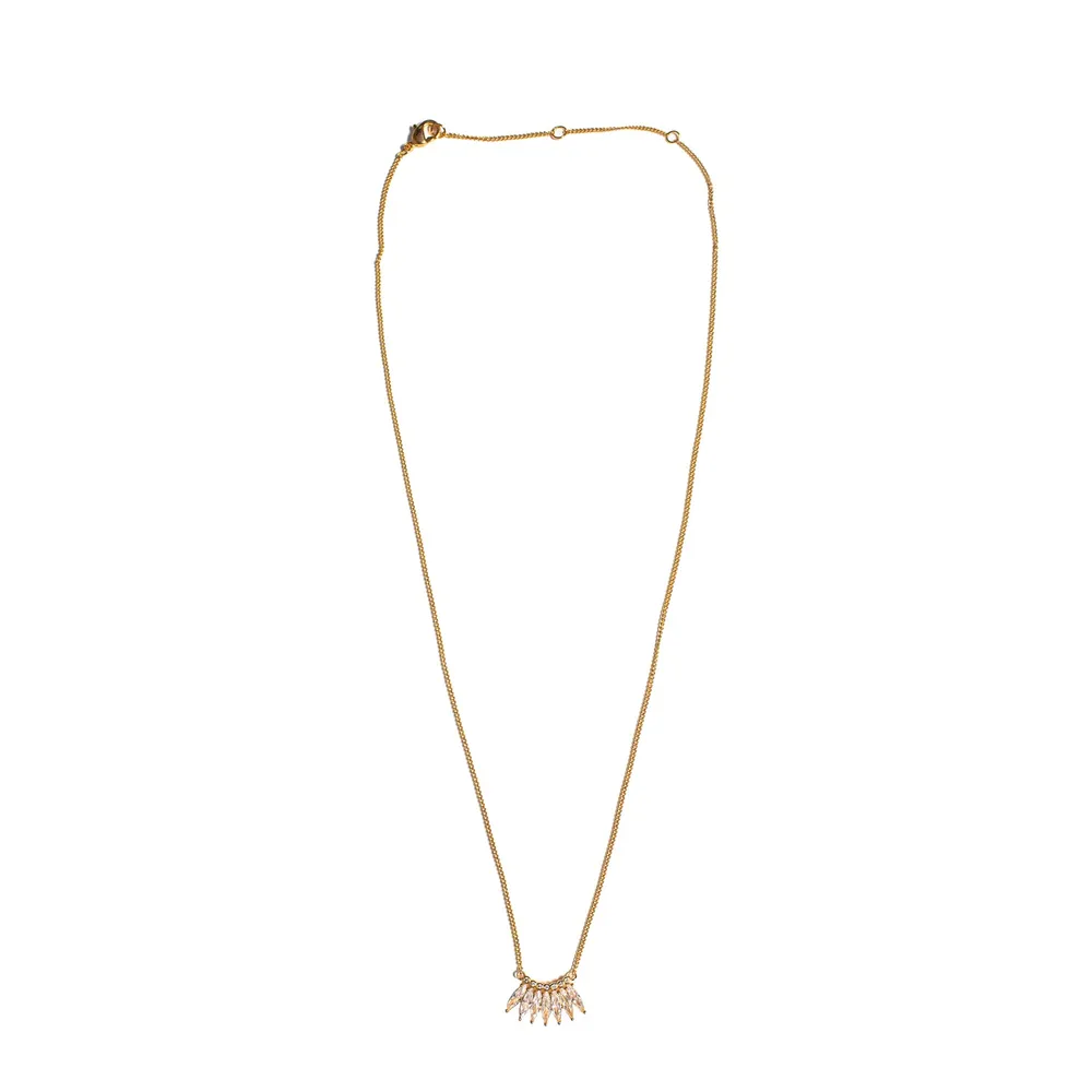 Crystal Burst Necklace Gold – Crystal Chain Necklace | Mignonne Gavigan