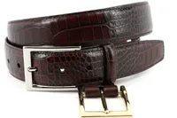 ALLIGATOR EMBOSSED BELT W/NICKEL/BRASS BUCKLES (54261)