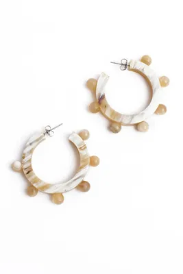 NATURAL BEAD HOOPS