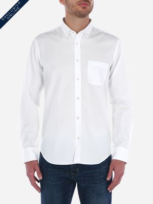 Camisa blanca lisa de manga larga de hombre | Scappino