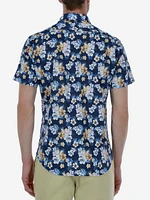 Camisa Casual Lino Floral Manga Corta