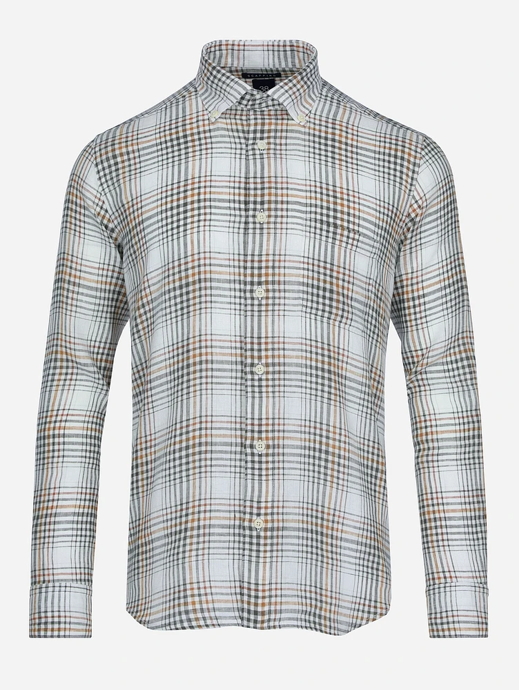 Camisa Lino a Cuadros Regular Fit