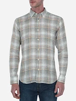 Camisa Lino a Cuadros Regular Fit