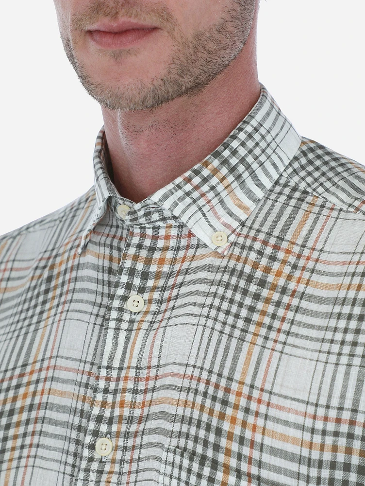 Camisa Lino a Cuadros Regular Fit