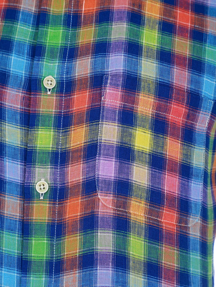 Camisa Casual de Lino a Cuadros