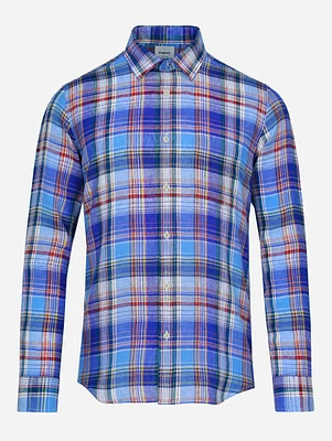 Camisa Casual 100% Lino de Cuadros