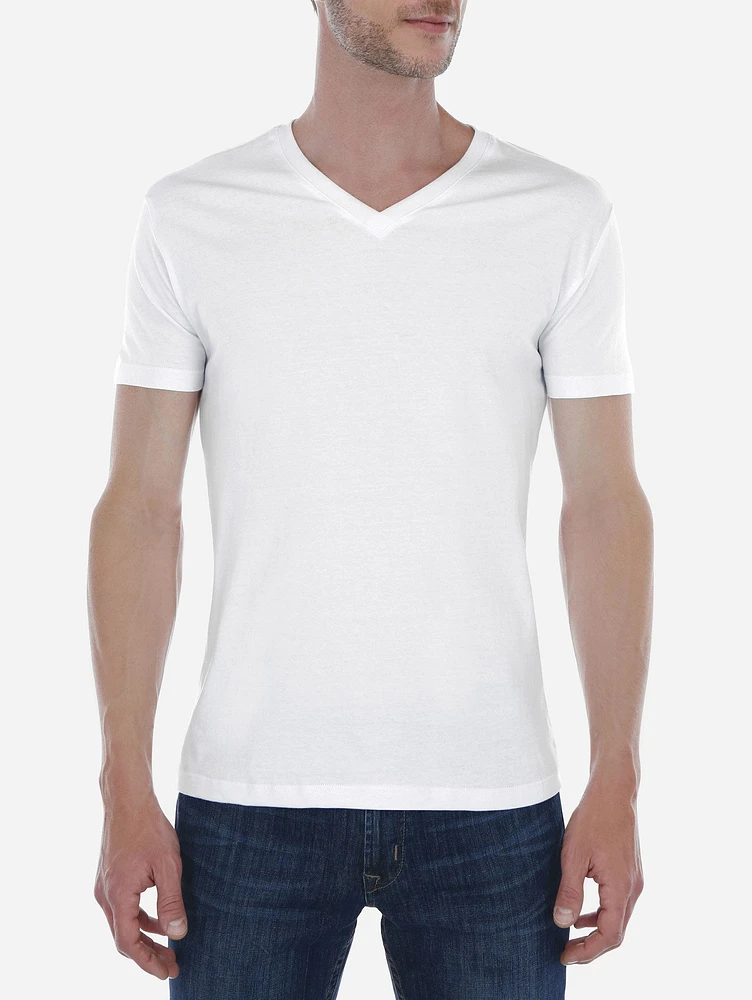T-Shirt Cuello en V de Algodón