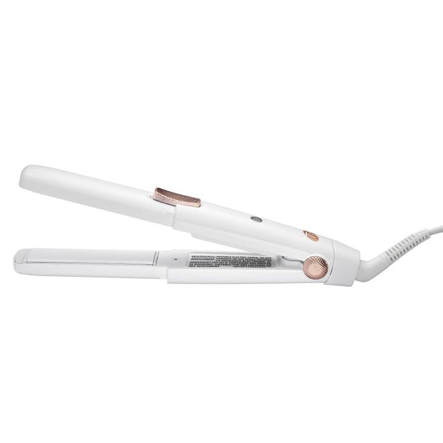 SinglePass Compact Travel Styling Flat Iron with Cap (White & Rose Gold)