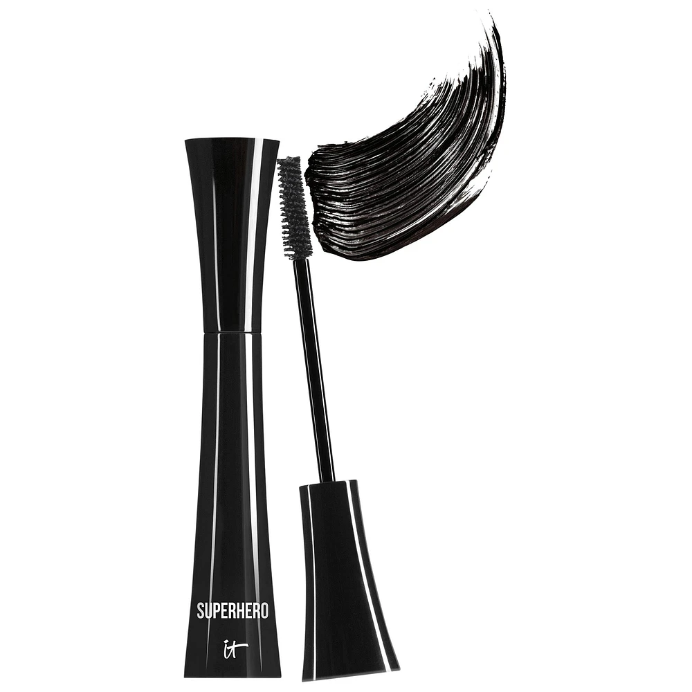 IT Cosmetics Superhero Elastic Stretch Volumizing and Lengthening Mascara Super Black 0.30 oz/ 9 g