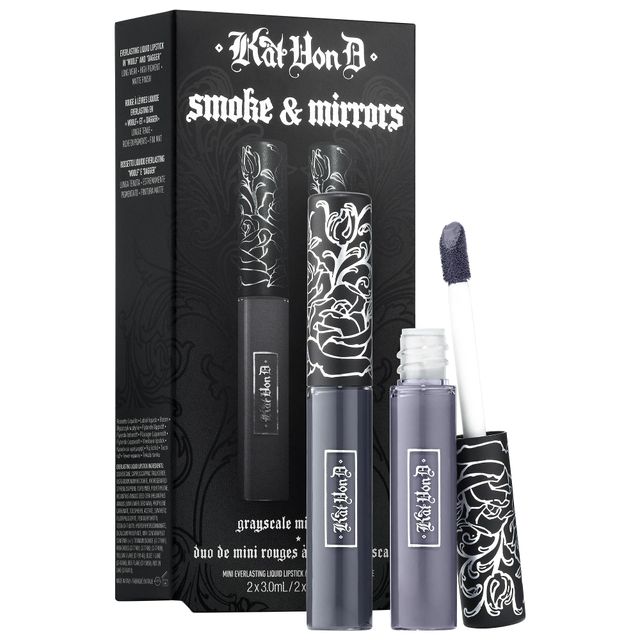 KVD Beauty Kitten Mini Smoke & Mirrors Grayscale Mini Lip Everlasting Liquid Lip Duo 2 x 0.1 oz/ 3 mL