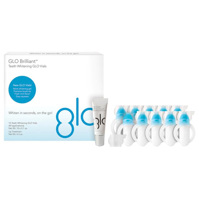 GLO Brilliant Teeth Whitening GLO Vials 10 Pack plus Lip Care