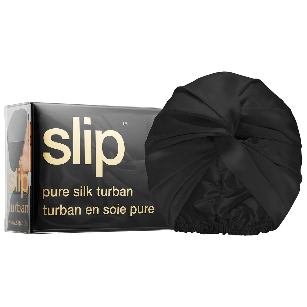 Slip Pure Silk Turban Black