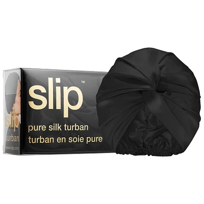 Slip Pure Silk Turban Black