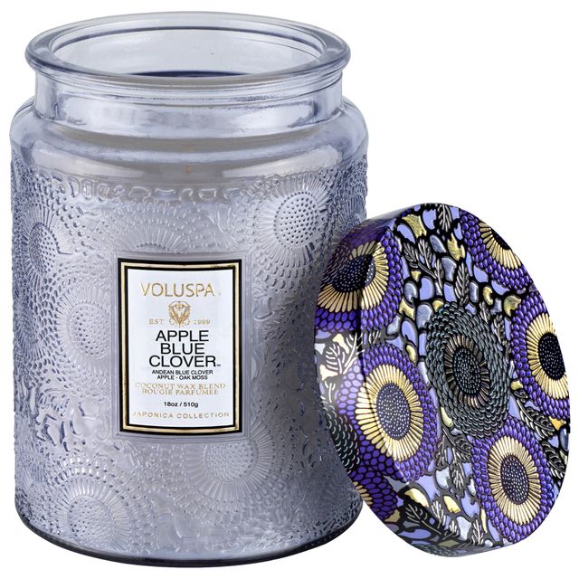VOLUSPA Apple Blue Clover Glass Jar Candle 18 oz/ 510 g