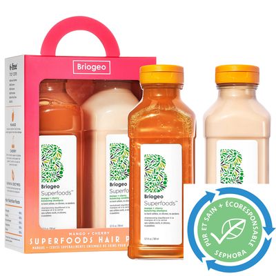 Briogeo Duo de shampooing + revitalisant Superfoods équilibrant à la mangue + à la cerise pour contrôler l'huile