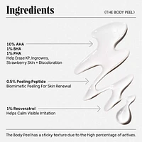The Body Peel - Resurfacing Serum with 12% AHA/BHA/PHA, 1% Resveratrol + Peeling Peptide