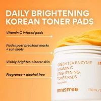 Green Tea Enzyme Vitamin C Brightening + Exfoliating Toner Pads