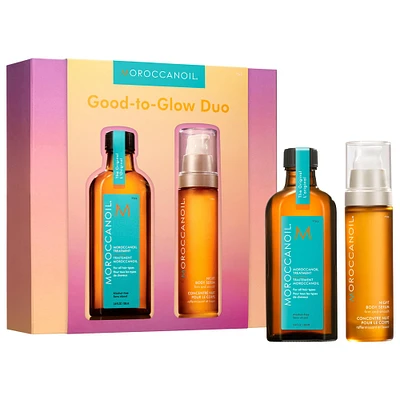 Good-to-Glow Moroccanoil Hair Treatment Set A value set featuring the iconic Moroccanoil Treatment hair oil and our firming and smoothing Night Body Serum.