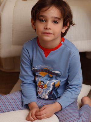 Ensemble pyjama T-shirt et pantalon bleu enfant garçon