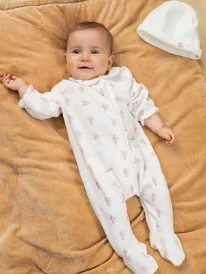 Pyjama imprimé pois et petites autruches bébé fille