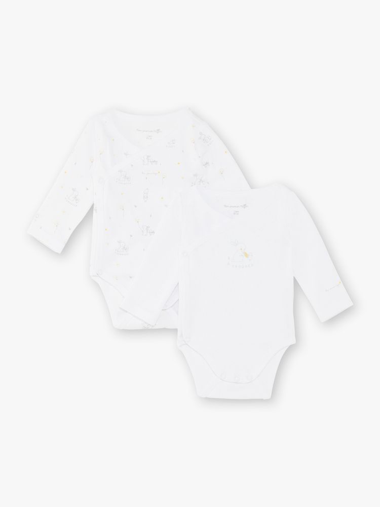Lot de 2 bodies blanc bébé mixte en coton biologique