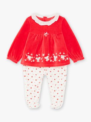 Pyjama velours rouge et écru