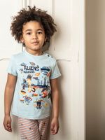 Pyjama short bleu et rouge imprimé enfant garçon