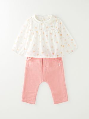 Ensemble body, pantalon et chaussettes bébé fille