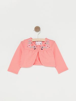 Cardigan rose brodé bébé fille