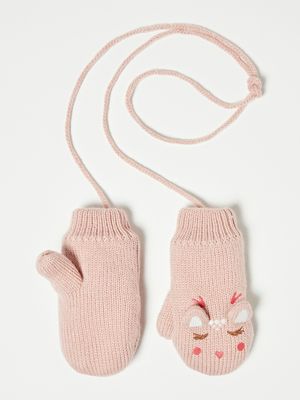 Moufles roses en tricot