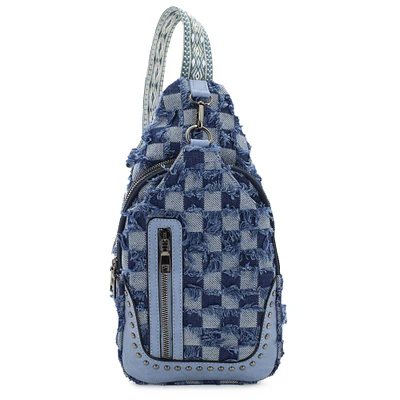 Sam & Hadley Checkered-Pattern Denim Sling