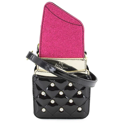 Betsey Johnson Lipstick Glitter Crossbody