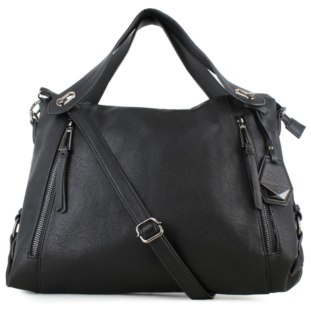 Jessica Simpson Black Faux Leather PU Lined Pockets Double Strap Shoulder  Bag | eBay