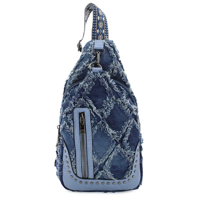 Sam & Hadley Diamond-Pattern Denim Sling