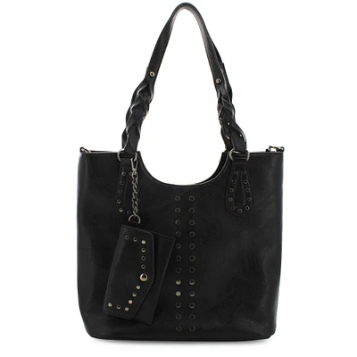 Sam & Hadley Studded Tote With Removable Pouch