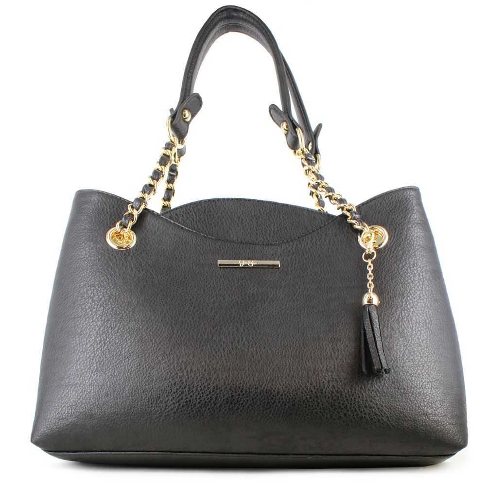 Jessica Simpson Purse Shoulder Bag Black Leather Pleated Back Double  Handle* | eBay